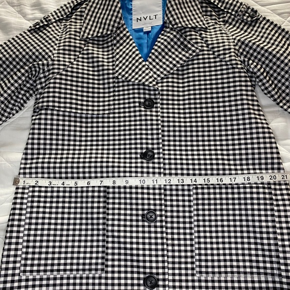 NVLT Black White Gingham Check Utility Rain Trench Coat Size M - Picture 5 of 14